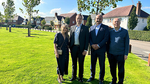 Tom Morrison MP, Cllrs Dallas Jones & Jeremy Meal and local campaigner Sandeep Kashyap at Woodford Garden Village